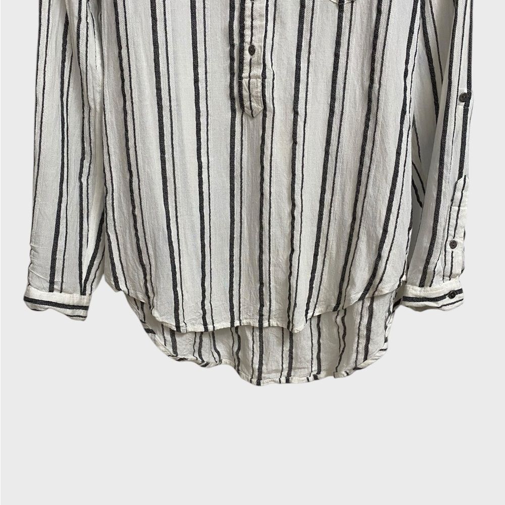 Lucky Brand Women's Striped Henley Top Size S Black White Pocket Soft Beachy - Picture 8 of 16